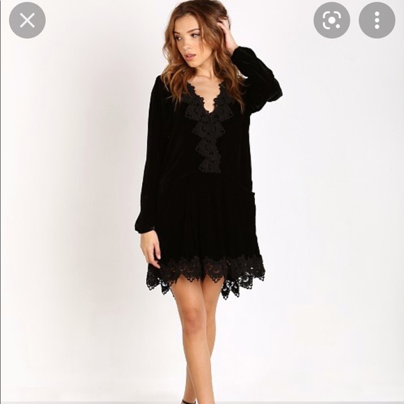 Free People Velvet Dreams Tunic Black Dress Size Small - Picture 10 of 14